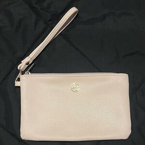 Adrienne Vittadini Cream Wristlet Clutch
